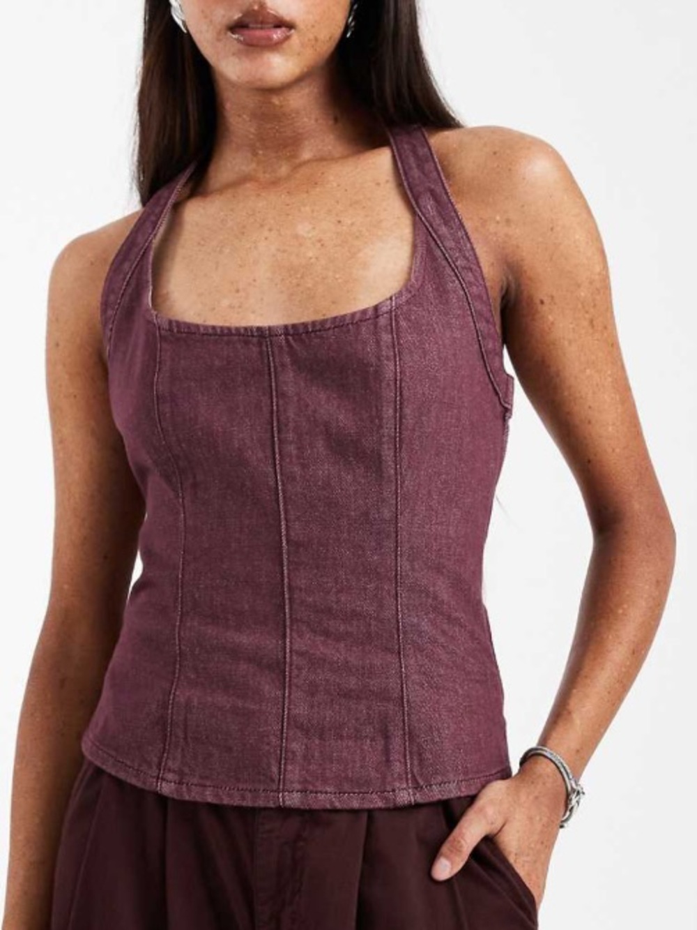 ASOS Denim Plum Halter Tank Top